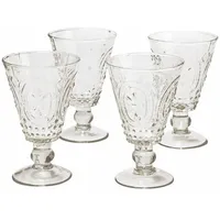 Loberon Weingläser 4er Set Sarton, mundgeblasen, mit dekorativem Reliefmuster,