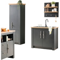 Kochstation Küche »KS-Westminster«, Breite 96 cm, ohne E-Geräte grau