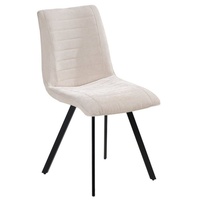 Home4You Polsterstuhl, Beige - Schwarz - Webstoffbezug - Metallgestell