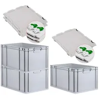 Proregal 3x Eurobox NextGen Grip mit Scharnierdeckel und grünen