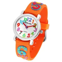 Excellanc Uhr Kinder Armbanduhr Lernuhr Quarzuhr Silikonband Orange Zahlen