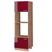 Vicco Mikrowellenschrank R-Line Bordeaux Hochglanz/Goldkraft Eiche 60 cm