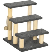 PawHut Katzentreppe 3-stufige Tiertreppe, 48 cm mit Sisalsäule, Spielball,