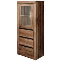 MASSIVMOEBEL24.DE Vitrine Wild-/Zerreiche 62x42x150 Tabacco brown geölt MONTREUX #322