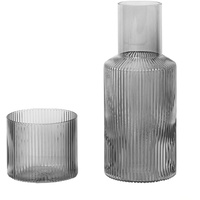 Ferm Living Ripple Karaffen-Set, klein smoked grey