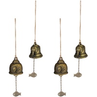 Relaxdays Windspiel Glocken, 4er Set, Feng Shui Glockenspiel, buddhistische