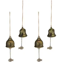 Relaxdays Windspiel Glocken, 4er Set, Feng Shui Glockenspiel, buddhistische