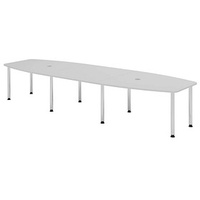 Hammerbacher Konferenztisch KT40C lichtgrau Tonnenform, Rundrohr chrom, 400,0 x