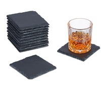Relaxdays Untersetzer, 12x Schiefer-Untersetzer (12 x, Glasuntersetzer, 10x10 cm,