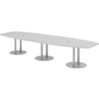 Hammerbacher Konferenztisch KT40S lichtgrau Tonnenform, Rundrohr silber, 400,0 x