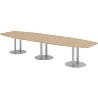 Hammerbacher Konferenztisch KT40S eiche Tonnenform, Rundrohr silber, 400,0 x