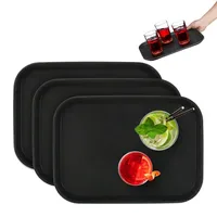 Relaxdays Serviertablett 3er Set, Schwarz