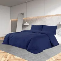 VidaXL Bettwäsche-Set Marineblau 240x220 cm Leichte Mikrofaser