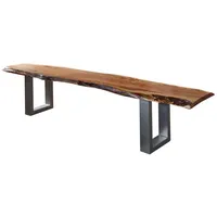 Massivmoebel24 Bank (Baumbank Akazie 220x38x45 Walnuss lackiert FREEFORM 2
