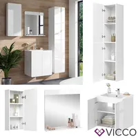 Vicco Badmöbelset Unterschrank Waschbecken Badspiegel Hängeschrank Izan