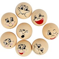 Creativ Company Holzperlen Gesicht, D 20 mm, Hellbeige, 16