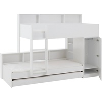 RELITA Etagenbett, 2 Schlafgelegenheiten, Kleiderschrank, Regalablagen u. Bettschublade weiß