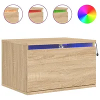 VidaXL Wand-Nachttisch mit LED-Leuchten Sonoma-Eiche