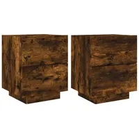 VidaXL Nachttische mit LED-Leuchten 2 Stk. Räuchereiche Holzwerkstoff