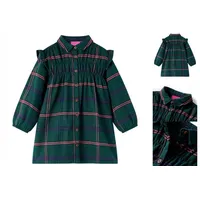 VidaXL Kinderkleid mit Langen Ärmeln und Rüschen Dunkelgrün 140