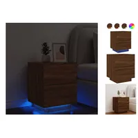 VidaXL Nachttisch mit LED-Leuchten Braun Eichen-Optik Holzwerkstoff