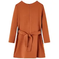 VidaXL Kinderkleid Langen Ärmel Pferde-Aufdruck Langarmkleid Kinder Kleid Cognac
