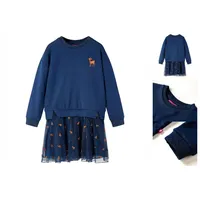 VidaXL Kinderkleid mit Langen Ärmeln Kordelzug Kinder Kleid Langarmkleid