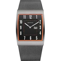 BERING Herren Armbanduhr 52033-379 Funk Edelstahl Milanaiseband grau