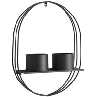 [en.casa] Pflanzenregal, Schwarz Metall 46.5x61x15 cm Wohnzimmer, Regale, Wandregale
