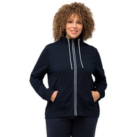Ulla Popken Damen Sweatjacke, Stehkragen, Kängurutaschen Sweatshirt, Marine, 48-50