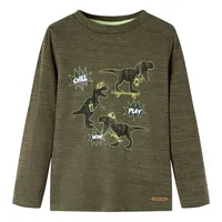 VidaXL Kinder-Langarmshirt Dunkles Khaki Melange 128 - Grün