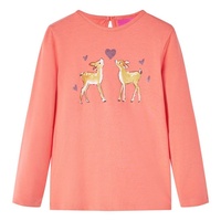 VidaXL Kinder-Langarmshirt mit Hirschen-Aufdruck Korallenrosa 116 Vidaxl 43102