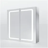 Sonni Spiegelschrank Spiegelschrank Badezimmer mit beleuchtung 70x65cm Edelstahl mit