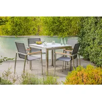 Greemotion Sitzgruppe Sydney 3 Edelstahl Silber-Dunkelgrau 5-tlg.