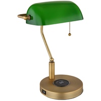 GLOBO Lighting - LED Schreibtischleuchte Bankerlampe Tischlampe altmessing Glas