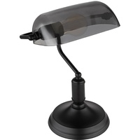 GLOBO Schreibtischleuchte Bankerlampe Tischlampe schwarz Rauchglas Leseleuchte - 1x