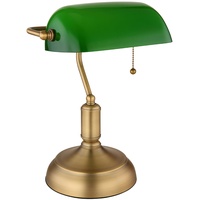 GLOBO Schreibtischleuchte Bankerlampe Tischlampe altmessing Glas grün Leseleuchte, Schirm