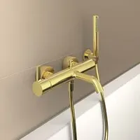 Ideal Standard Joy Wannenarmatur BC787A2 mit Brause-Set, Brushed Gold