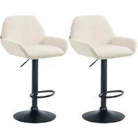 CLP 2er Set Barhocker Braga Samt creme/Metall matt schwarz