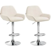 CLP 2er Set Barhocker Braga Samt creme/Metall in Chromoptik