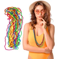Relaxdays Bunte Perlenkette 30er Set, Neon, Hippiekette, Kostüm-Accessoire, 80er