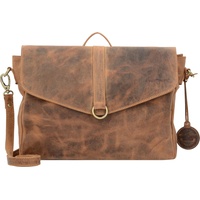 GREENBURRY Vintage Aktentasche Umhängetasche Rucksack Leder 35 cm brown