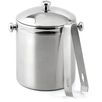 Weis Eiswürfeleimer Doppelwandig mit Zange 1L Edelstahl Silber, Maße: