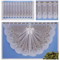 Heimtexland ® Scheibengardine Variable Deko Bistrogardine Jacquard Blumen Gardine