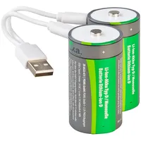 Tka 2er-Set Li-Ion-Akkus Typ D mit USB-C, 5.400 mAh,