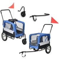 Pro.tec Fahrradanhänger 2 in 1 Jogger Hunde Transport Blau/Grau/Schwarz