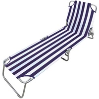 Marbueno Klappbarer Stahl Liegestuhl Blaue und Weiße Streifen Strand