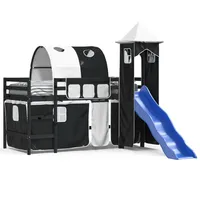 VidaXL Kinderhochbett mit Turm Weiß & Schwarz 80x200 cm