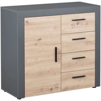Interlink Inter Link Kommode Corbeto 1T4S anthrazit, Artisan Nachbildung
