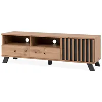 Furn.design TV-Lowboard Eiche und Anthrazit mit 3D-Lamellen, TV Lowboard